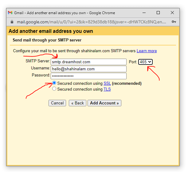 add smtp server information