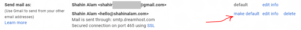 set as default email address